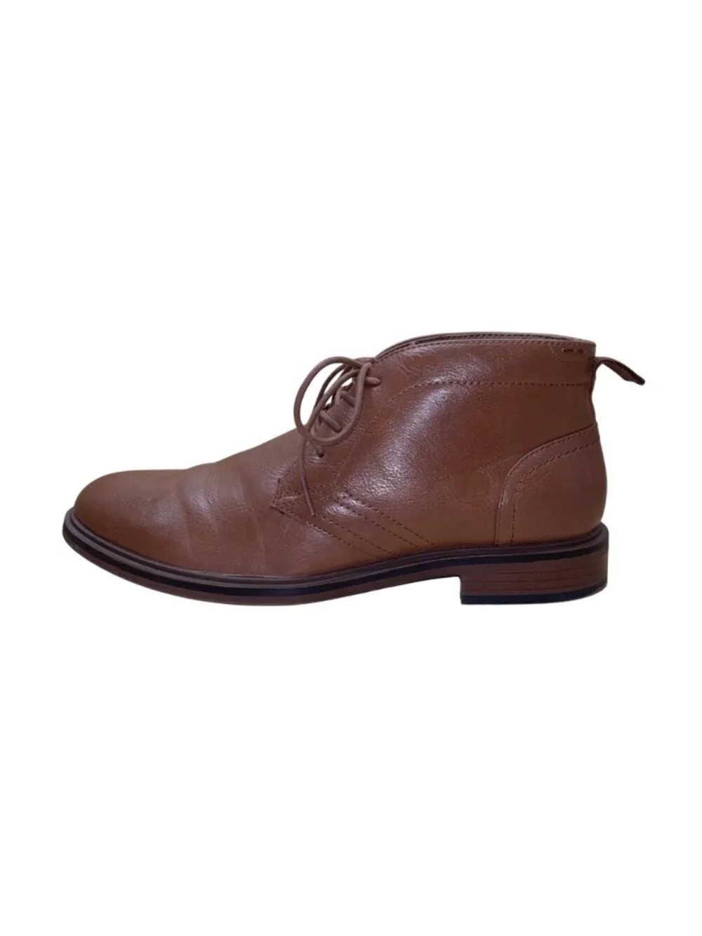 Sonoma Men’s Cognac Brown Faux Leather Lace-Up Ortholite Aaron Ankle Boots Sz 8M